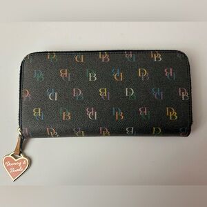 Dooney & Bourke Wallet with Heart Charm and Multicolor Trim